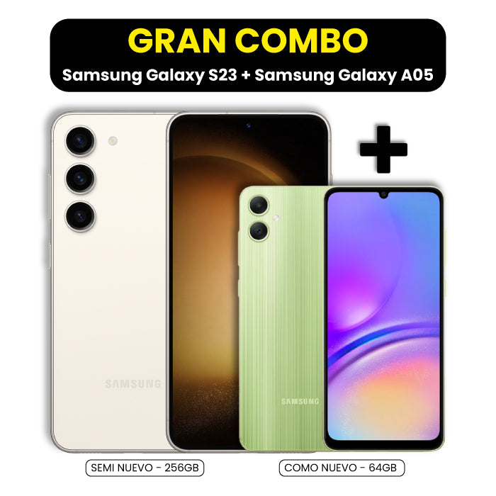 Samsung Galaxy S23 256GB - Semi Nuevo + Samsung Galaxy A05 64GB - Como Nuevo